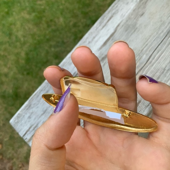 Vintage Western Gold Large Cowboy Hat Southern Brooch Pin Accessory Like New - Picture 5 of 10